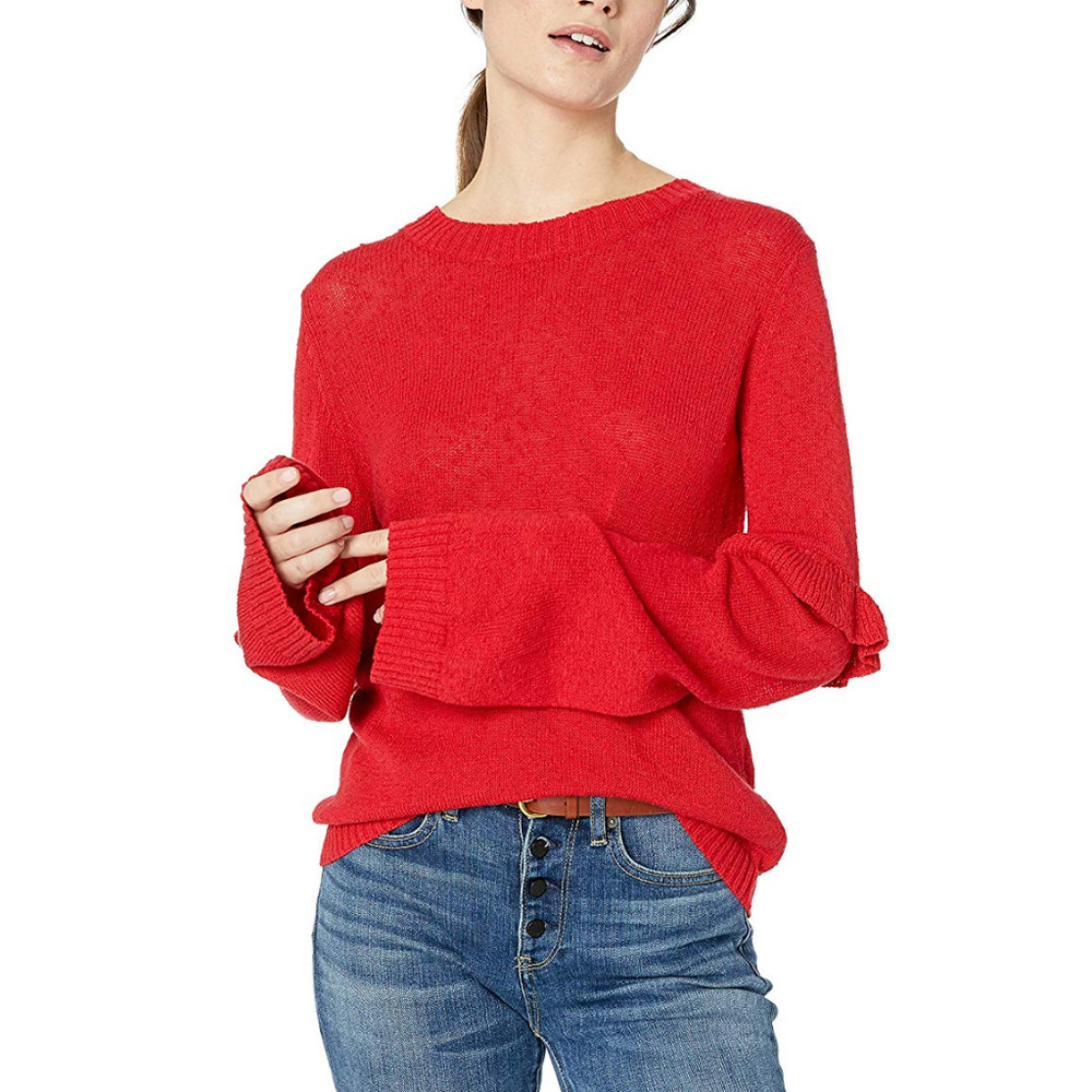 THE FIFTH LABEL Red Ruffle Sweater Top - Picture 2 of 5